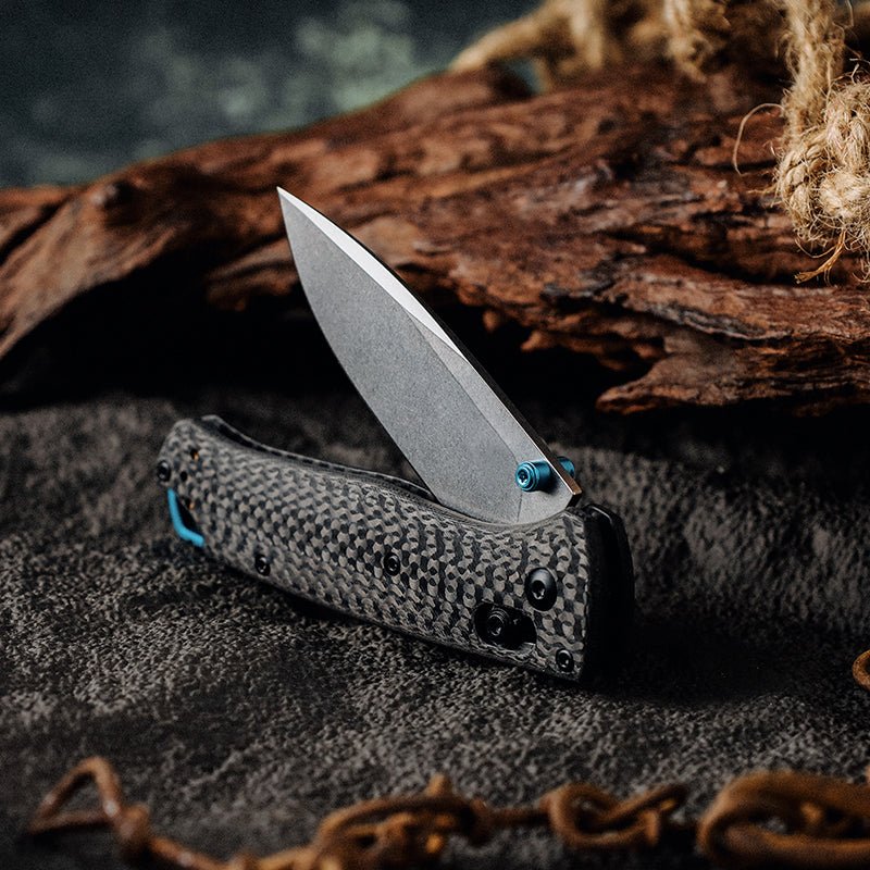 Onyx Folding Knife - Onyx D2 Steel Folding Pocket Knife with Clip &amp; Carbon Fiber Hnadle - Shokunin USA