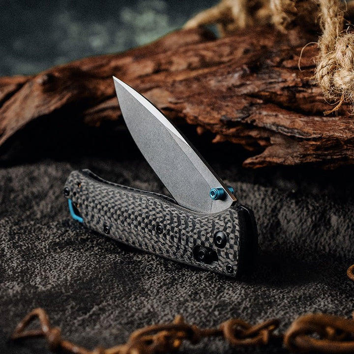 Onyx Folding Knife - Onyx D2 Steel Folding Pocket Knife with Clip &amp; Carbon Fiber Hnadle - Shokunin USA