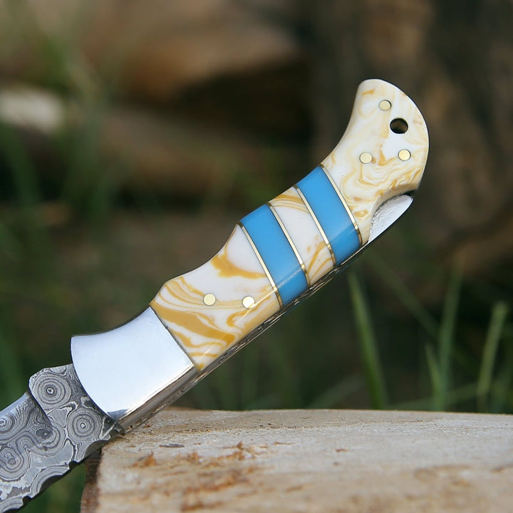 Orion Pocket knives - Orion Damascus Pocket Knife with Resin Handle - Shokunin USA