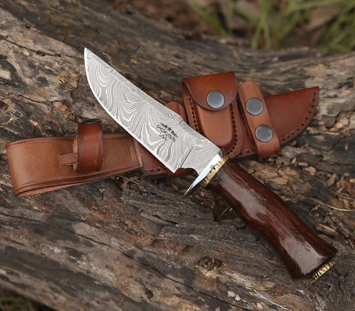 Panther Wenge Handle - Panther Hunting Knife with Exotic Wenge Wood Handle - Shokunin USA