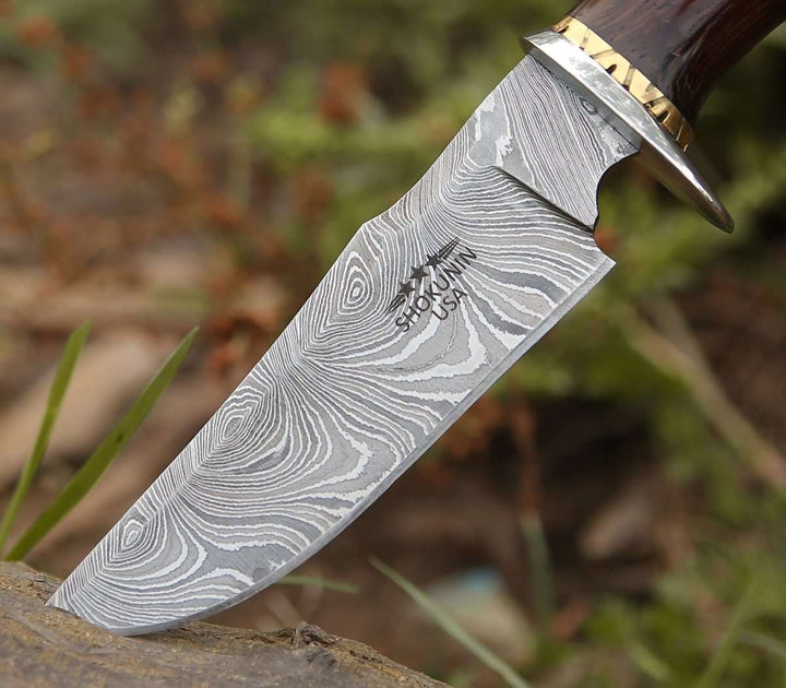 Panther Wenge Bowie - Panther Hunting Knife with Exotic Wenge Wood Handle - Shokunin USA