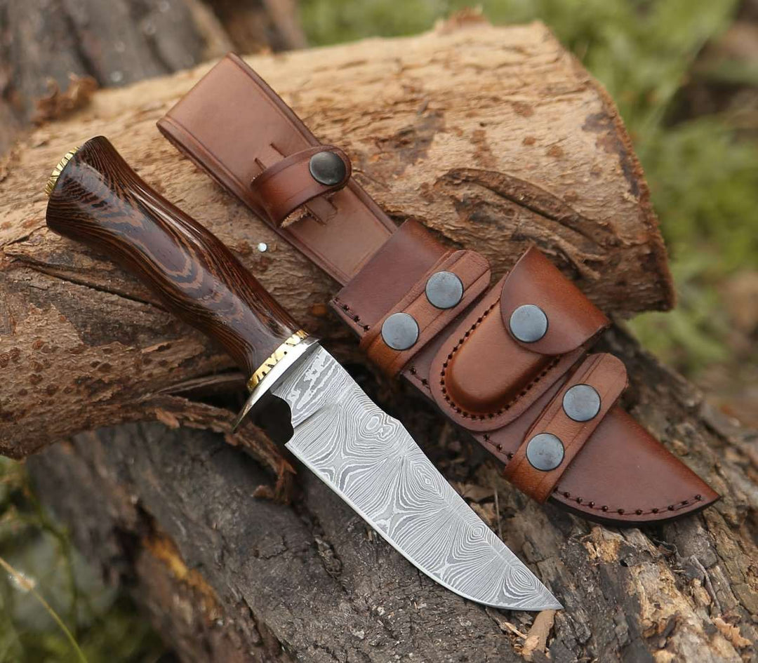 Panther Hunting Handle - Panther Hunting Knife with Exotic Wenge Wood Handle - Shokunin USA