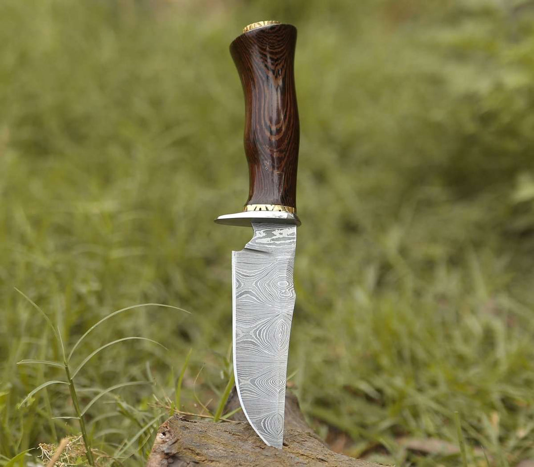 Panther Knife Bowie - Panther Hunting Knife with Exotic Wenge Wood Handle - Shokunin USA