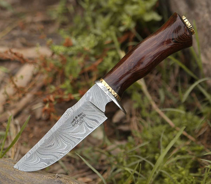 Panther Knife Handle - Panther Hunting Knife with Exotic Wenge Wood Handle - Shokunin USA