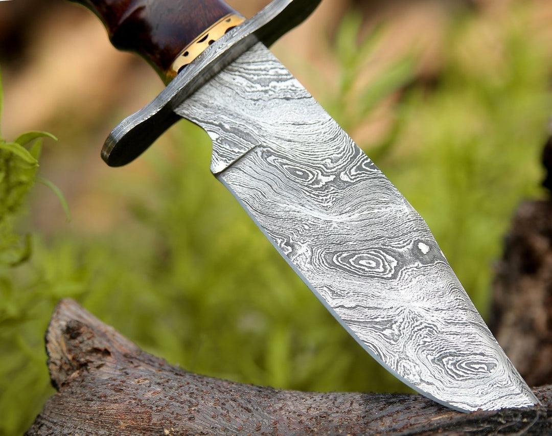 Paragon Bowie Knife - Paragon Damascus Bowie Knife with Exotic Rosewood Handle - Shokunin USA
