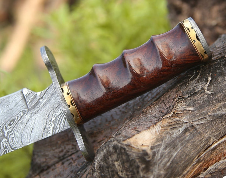 Paragon Damascus sheaths - Paragon Damascus Bowie Knife with Exotic Rosewood Handle - Shokunin USA