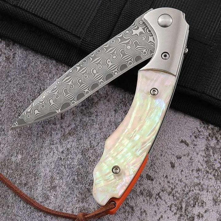 Pearl Japanese Handle - Pearl Japanese VG10 Pocket Knife with Clip &amp; Mother of Pearl Handle - Shokunin USA