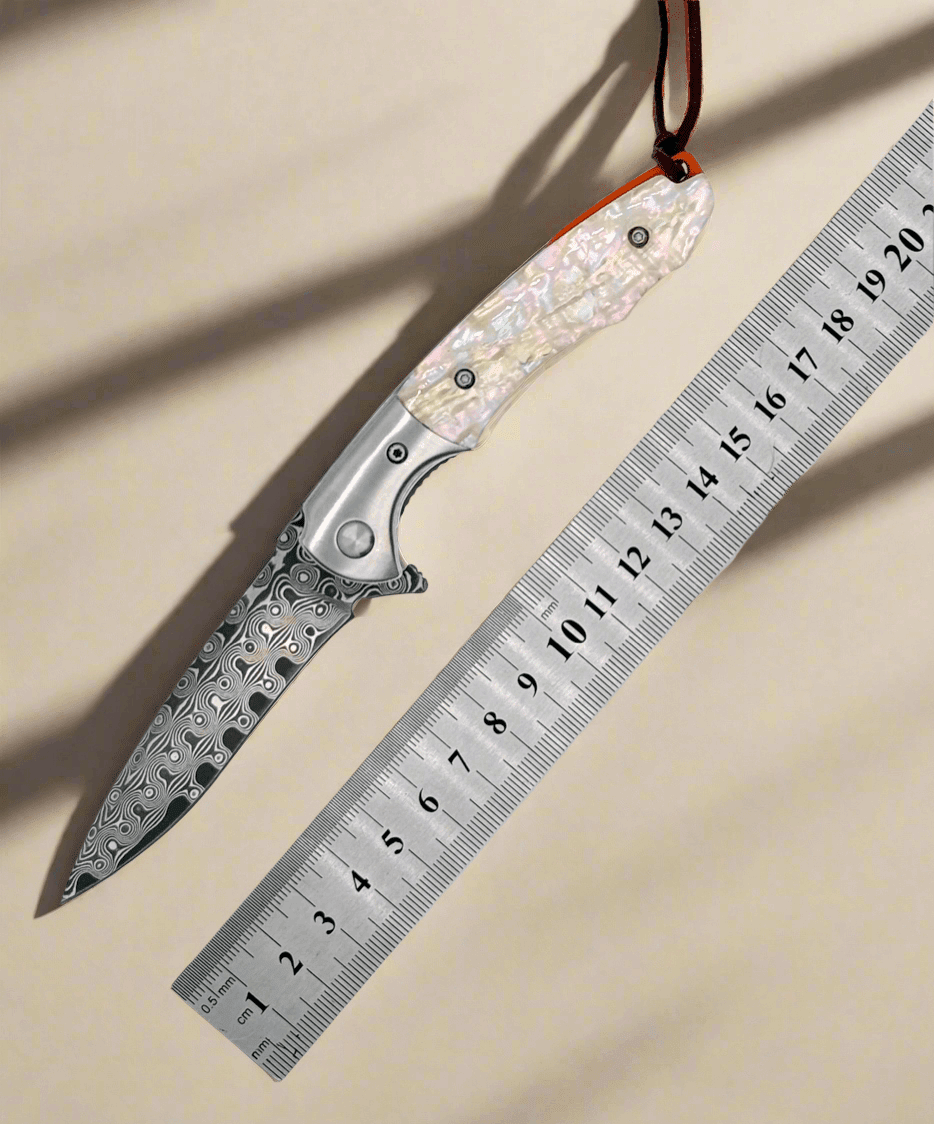 Pearl VG10 Knife - Pearl Japanese VG10 Pocket Knife with Clip &amp; Mother of Pearl Handle - Shokunin USA