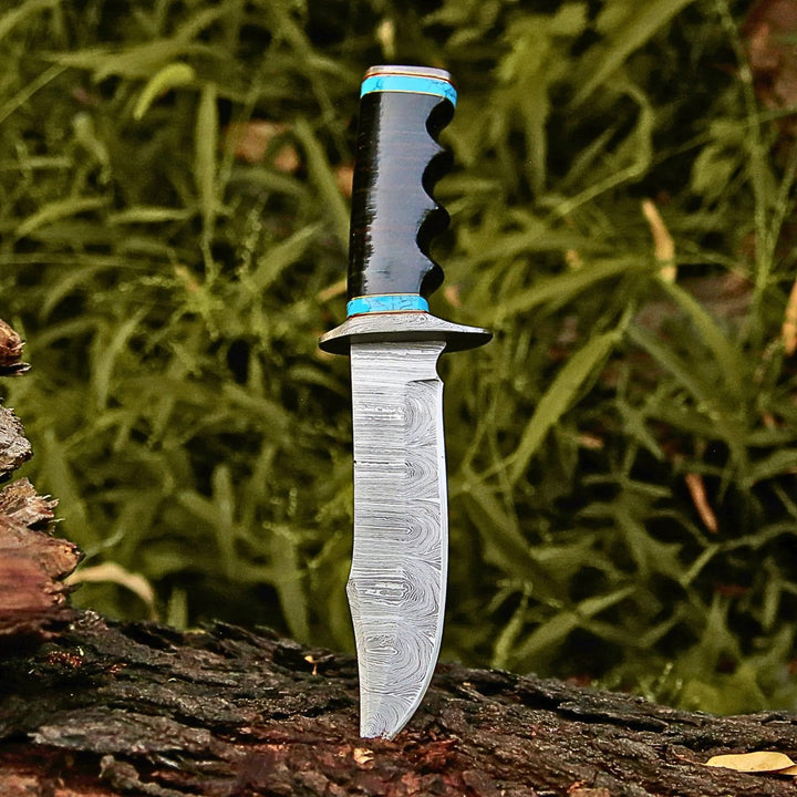 Phantom Survival Knife - Phantom Hunting &amp; Survival Bowie Knife with Stacked Leather Handle - Shokunin USA
