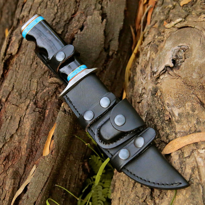 Phantom Survival Leather - Phantom Hunting &amp; Survival Bowie Knife with Stacked Leather Handle - Shokunin USA