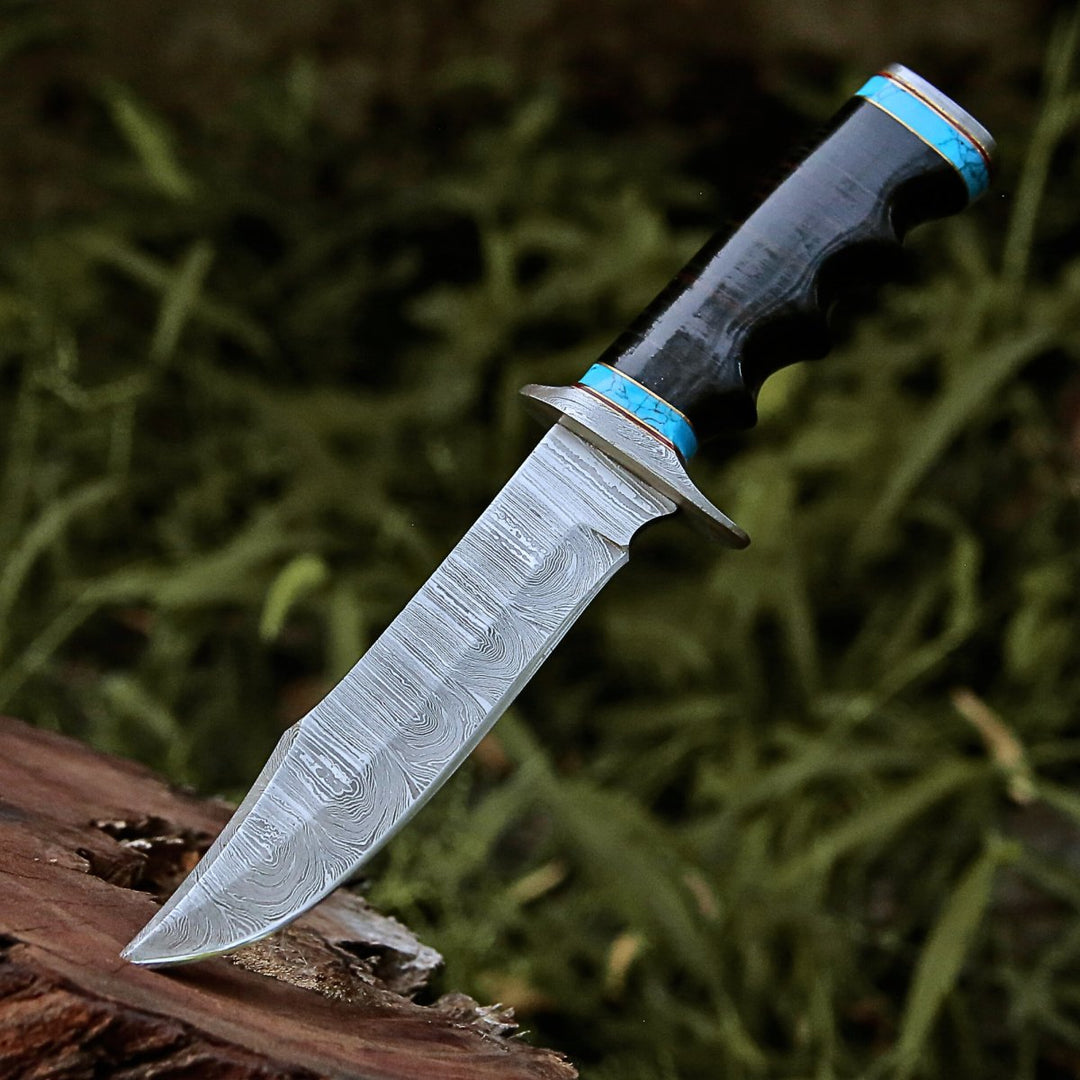 Phantom Hunting Leather - Phantom Hunting &amp; Survival Bowie Knife with Stacked Leather Handle - Shokunin USA