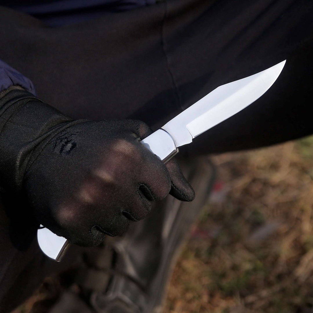 Pocket Bull knives - Pocket Knife with Exotic Bull Horn Handle &amp; Sheath Personalized - Shokunin USA