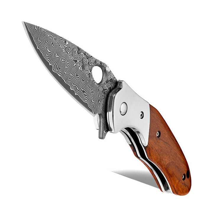 Pocket Knife - Polar Japanese VG10 Damascus Pocket Knife with Exotic Sandal Wood Handle - Shokunin USA