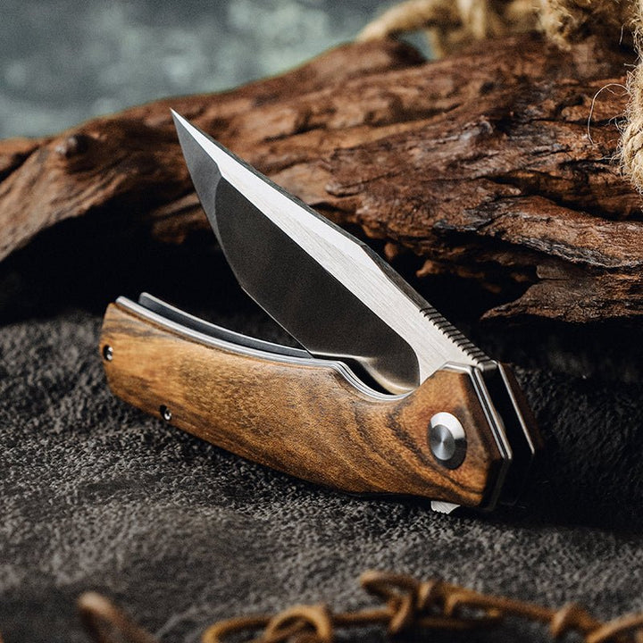 Polaris D2 Knives – Polaris D2 Steel Pocket Knife with Exotic Sandal Wood Handle – shokuninusa