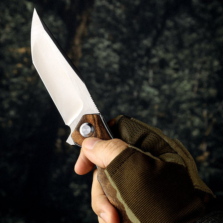 Polaris D2 Knife – Polaris D2 Steel Pocket Knife with Exotic Sandal Wood Handle – shokuninusa