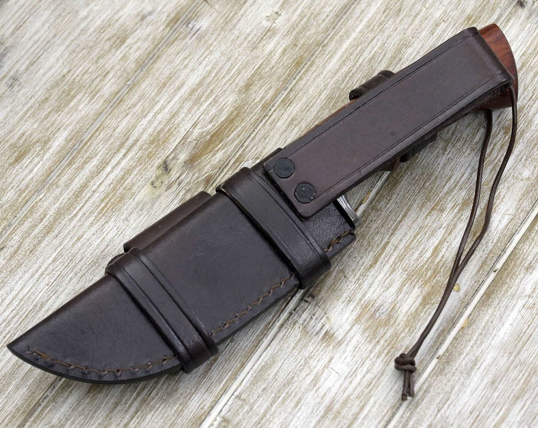 Polaris Hunting Knife - Polaris Damascus Hunting Knife with Exotic Red Heart Wood Handle - Shokunin USA