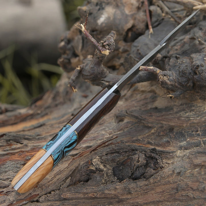 PrimalEdge Damascus knives - PrimalEdge Damascus Gut Hook Knife with Exotic Wenge Wood and Turquoise Handle - Shokunin USA