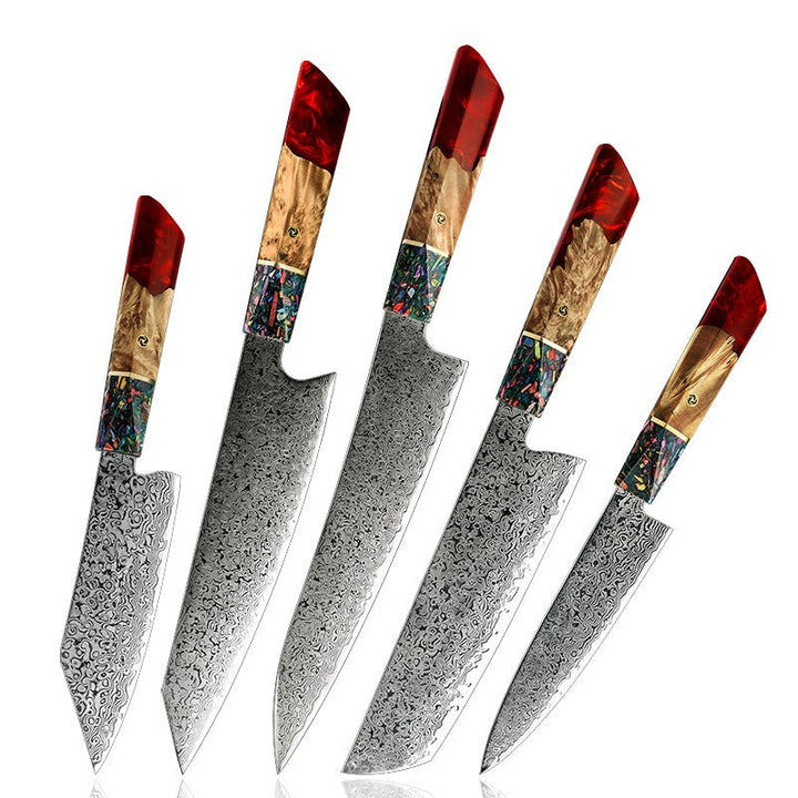 Pristine Japanese Steel - Pristine Japanese Chef Knife Set with VG-10 Damascus Steel Exotic Stabilized - Shokunin USA