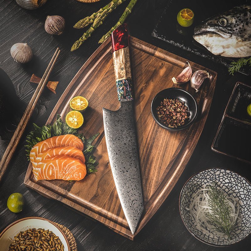 Pristine Japanese leather - Pristine Japanese Chef Knife Set with VG-10 Damascus Steel Exotic - Shokunin USA
