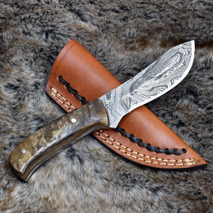 Pulse Skinner Knife – Pulse Compact Skinner Knife with Ram Horn Handle – shokuninusa