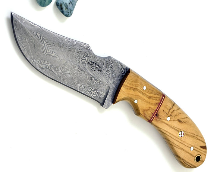 Puma Damascus Sheath - Puma Damascus Steel Hunting Knife Olive Wood Handle &amp; Sheath - Shokunin USA