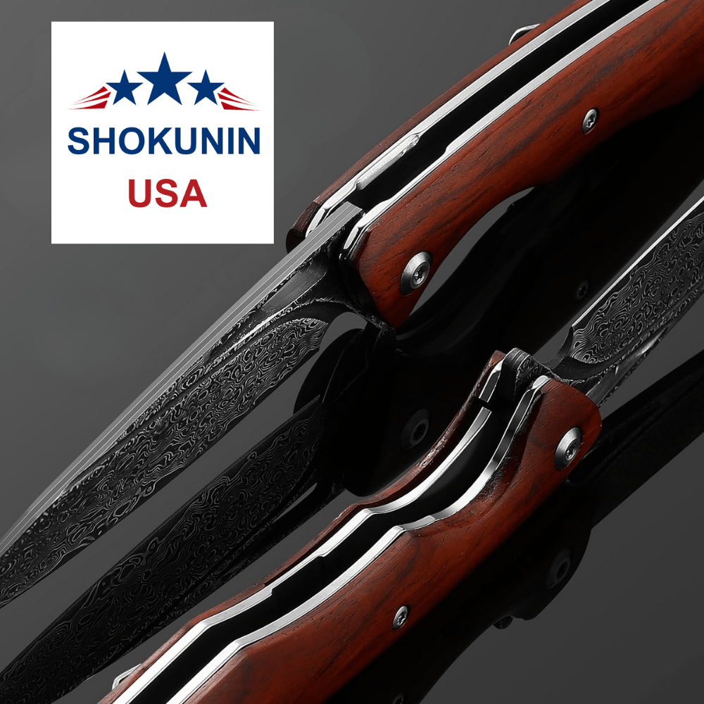 Quicksilver Japanese Handle - Quicksilver Handmade Japanese Damascus Pocket Knife with Exotic Red - Shokunin USA