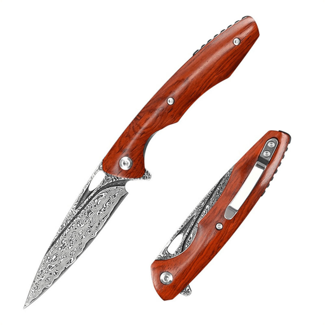 Quicksilver Japanese blade - Quicksilver Handmade Japanese Damascus Pocket Knife with Exotic Red Sandalwood Handle - Shokunin USA