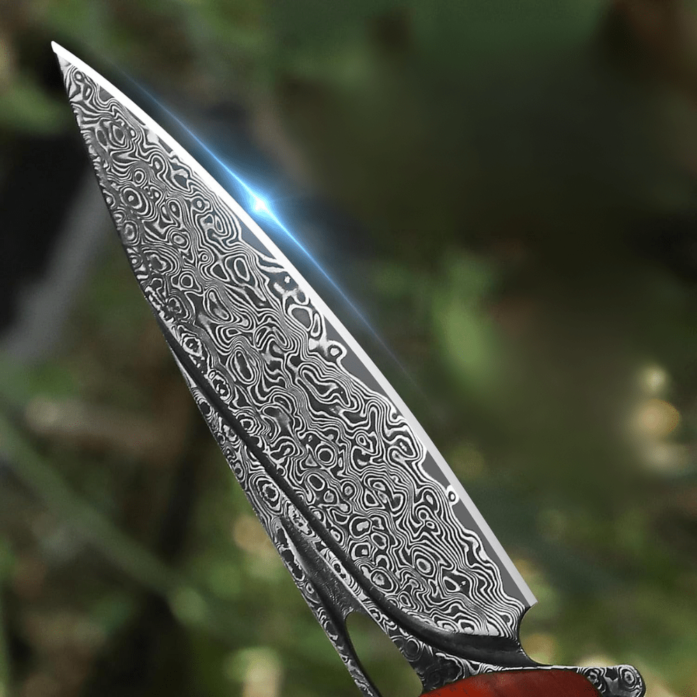 Quicksilver Japanese Knife - Quicksilver Handmade Japanese Damascus Pocket Knife with Exotic Red Sandalwood - Shokunin USA