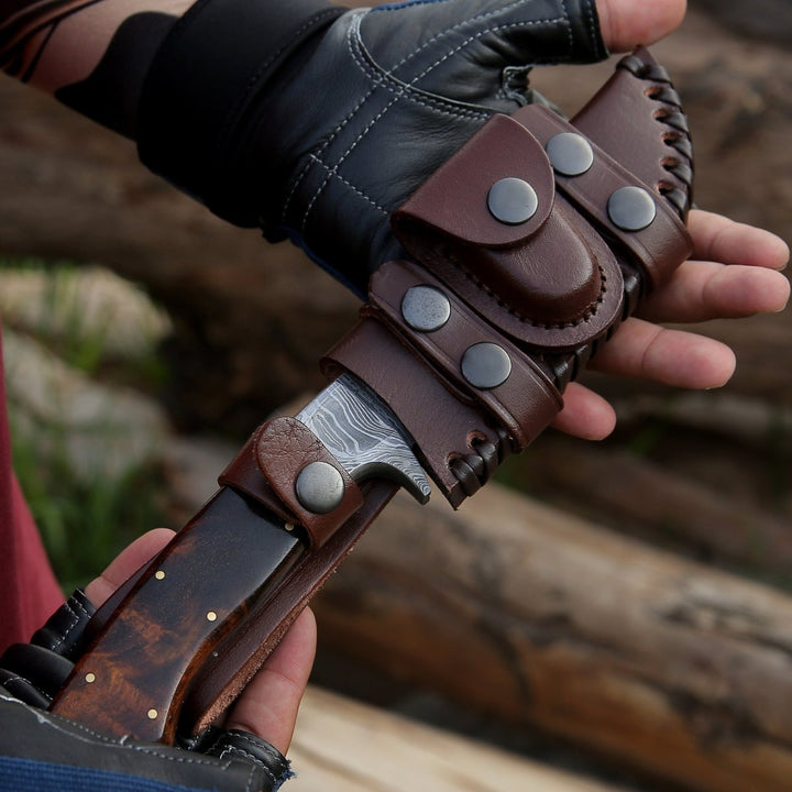 Radiant Hunting Handle - Radiant Damascus Hunting Knife with Rosewood Handle - Shokunin USA