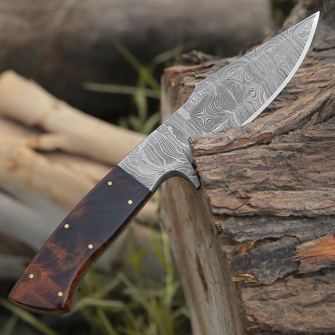 Radiant Damascus knives - Radiant Damascus Hunting Knife with Rosewood Handle - Shokunin USA