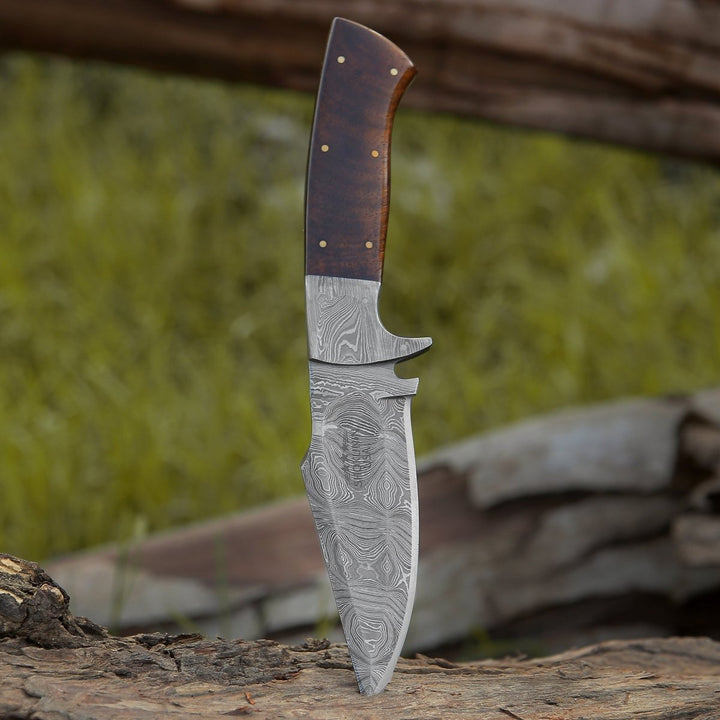Radiant Damascus Handle - Radiant Damascus Hunting Knife with Rosewood Handle - Shokunin USA