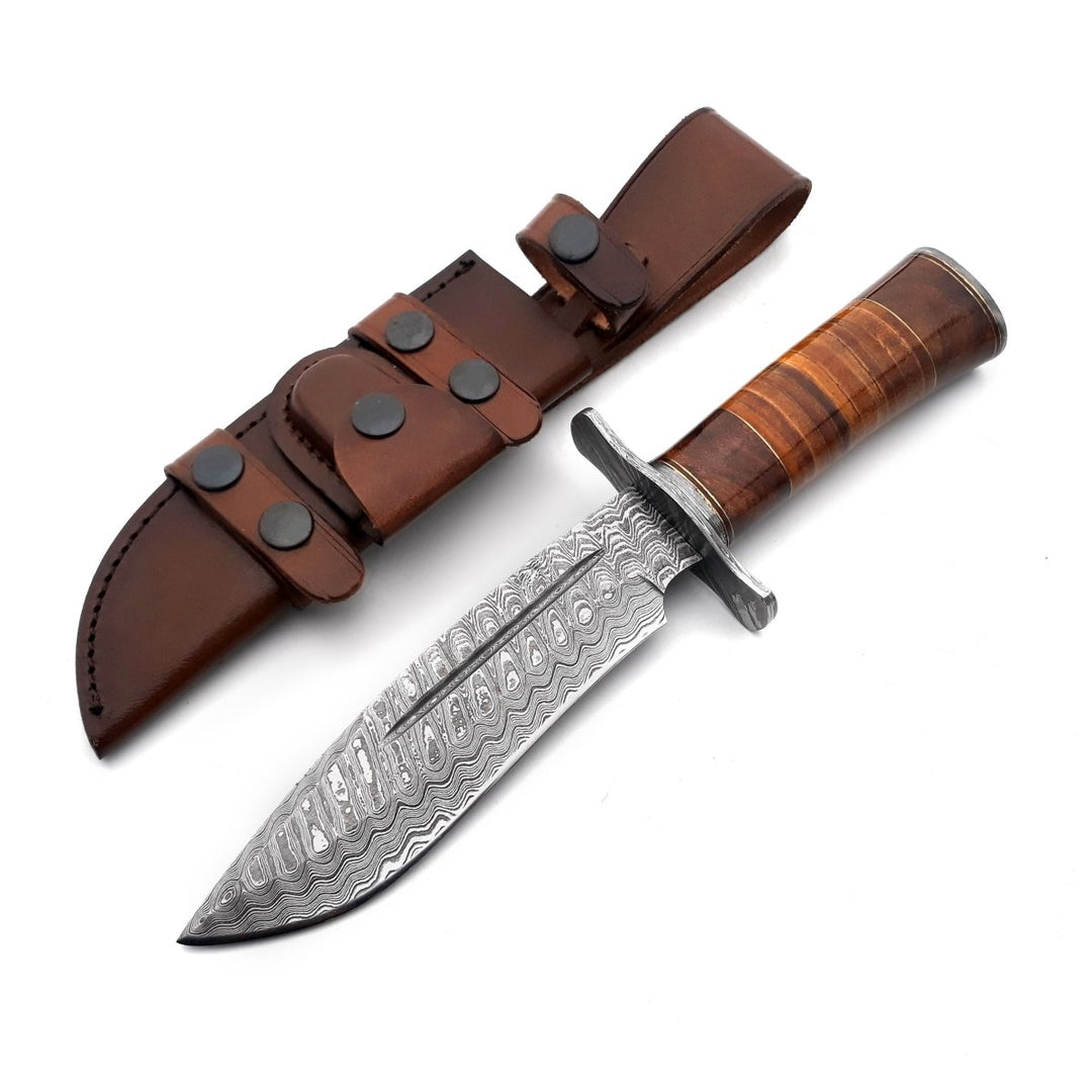 Rambo Bowie blade - Rambo Bowie Knife with Exotic Rosewood &amp; Stacked Leather Handle - Shokunin USA