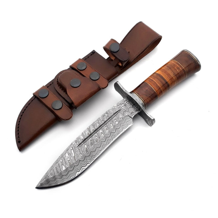 Rambo Bowie blade - Rambo Bowie Knife with Exotic Rosewood &amp; Stacked Leather Handle - Shokunin USA
