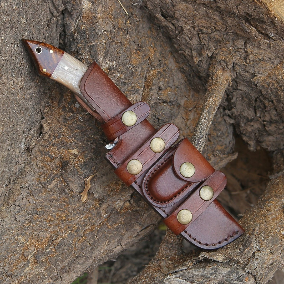 Ravager Knife knives - Ravager Handmade Damascus Knife with Mother of Pearl Resin &amp; Rosewood Handle - Shokunin USA