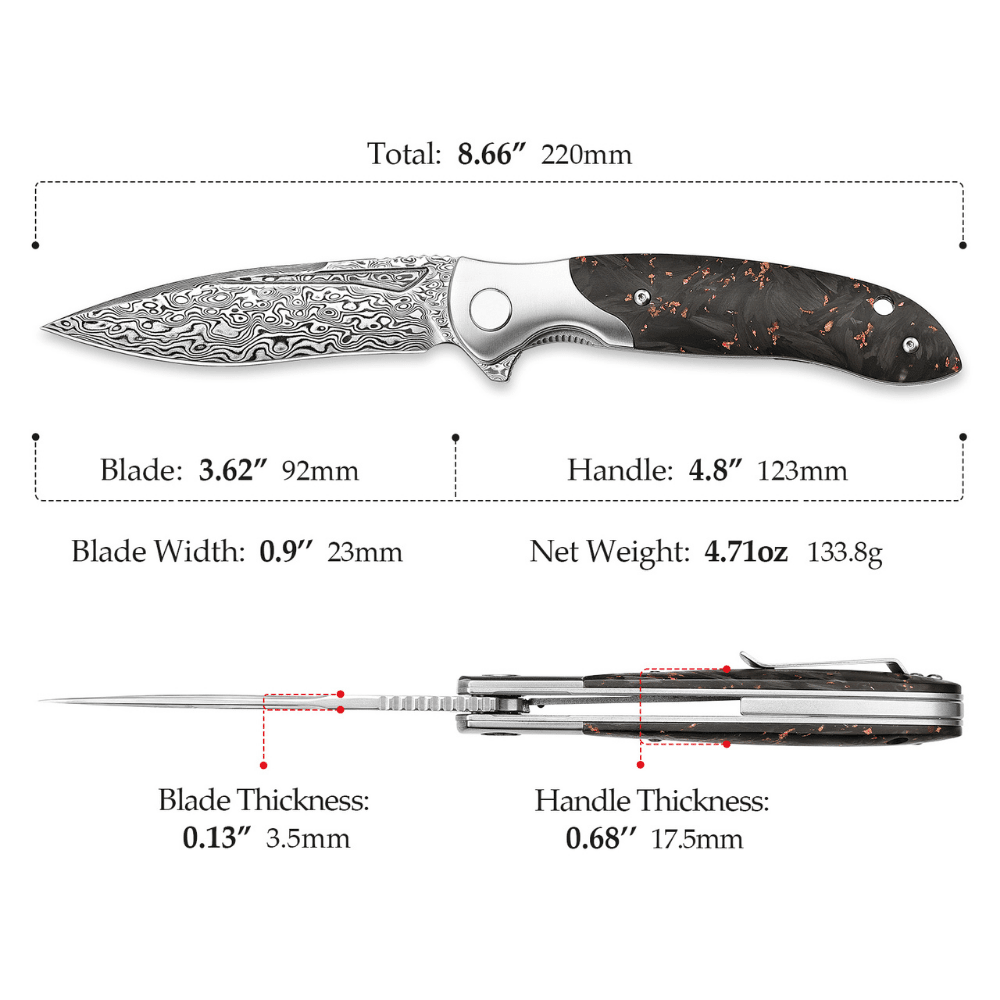 Raven Folding Knives – Raven Japanese VG10 Ultralight Folding Pocket Knife with Titanium &amp; Carbon Fiber Handle – shokuninusa