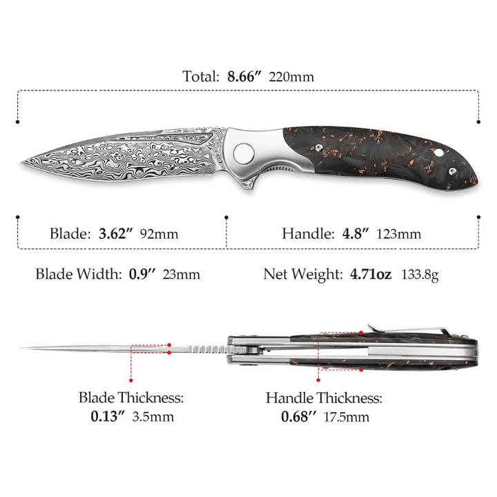 Raven Folding Knives – Raven Japanese VG10 Ultralight Folding Pocket Knife with Titanium &amp; Carbon Fiber Handle – shokuninusa