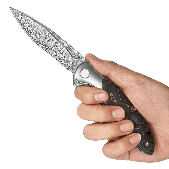 Raven Pocket Knives – Raven Japanese VG10 Ultralight Folding Pocket Knife with Titanium &amp; Carbon Fiber Handle – shokuninusa
