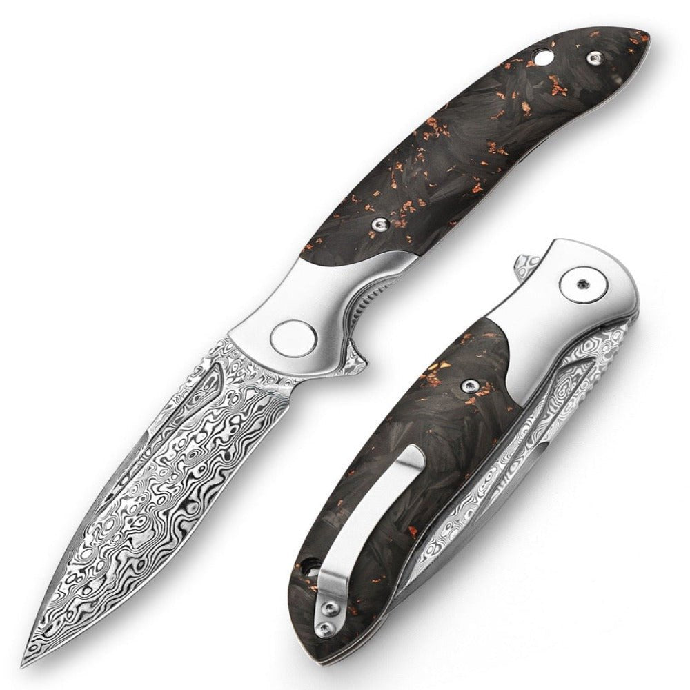 Raven Japanese VG10 Ultralight Folding Pocket Knife with Titanium & Carbon Fiber Handle - Shokunin USA
