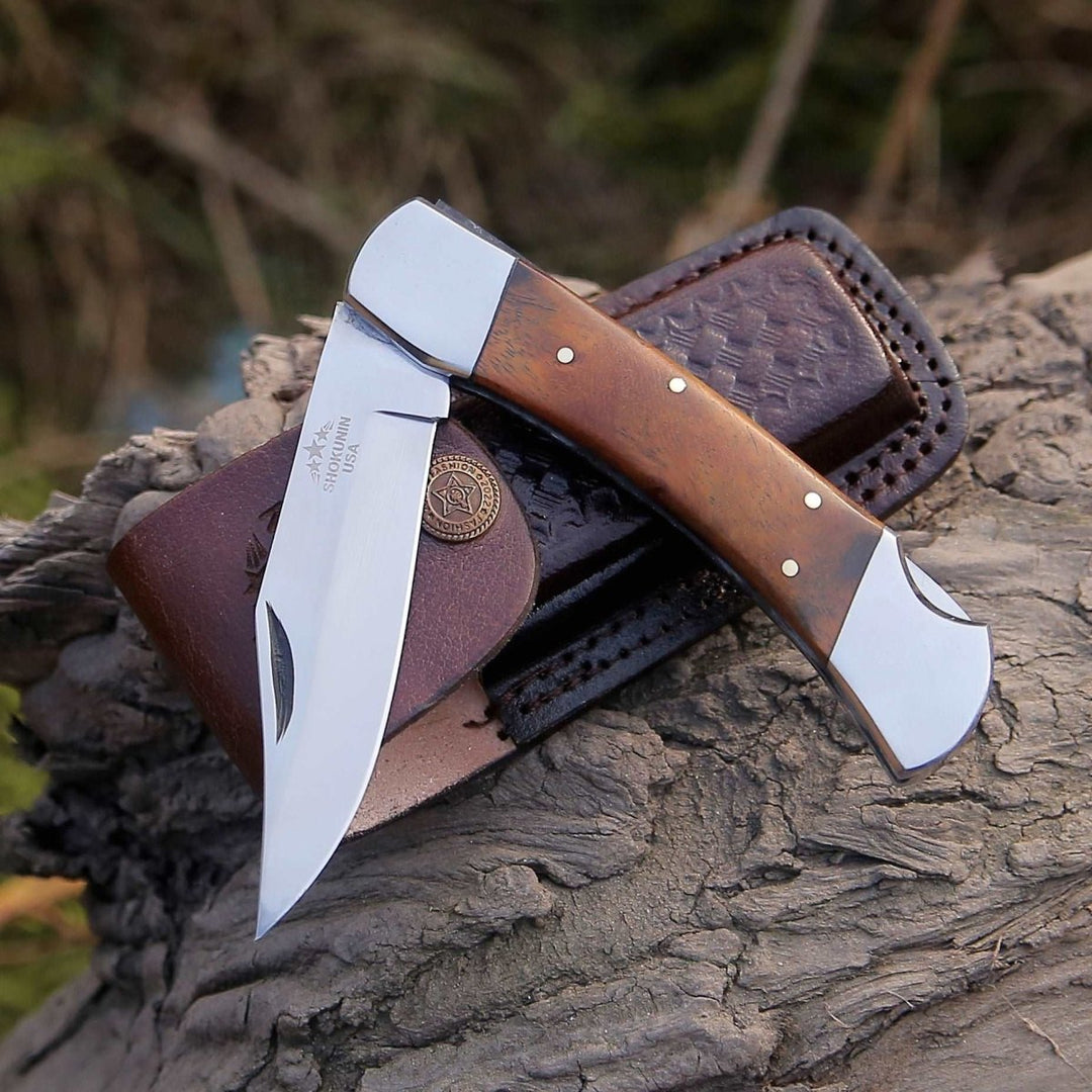 Raze Rose Handle - Raze Pocket Knife Engraved with Exotic Rose Wood Handle - Shokunin USA
