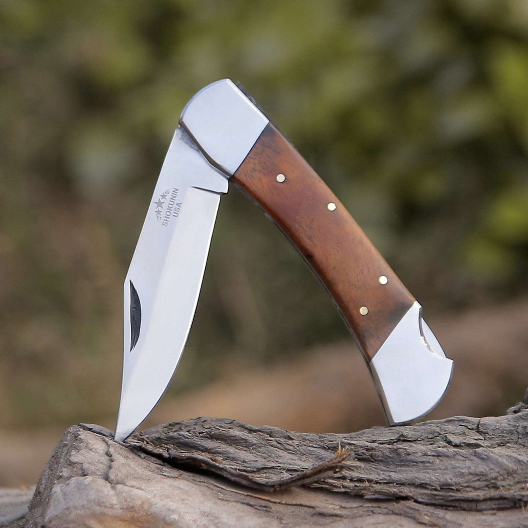 Raze Rose knives - Raze Pocket Knife Engraved with Exotic Rose Wood Handle - Shokunin USA