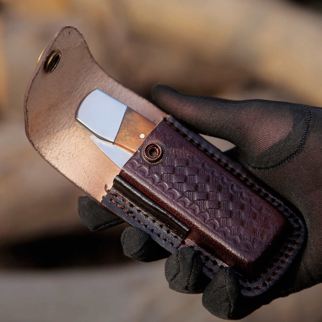 Raze Engraved Handle - Raze Pocket Knife Engraved with Exotic Rose Wood Handle - Shokunin USA