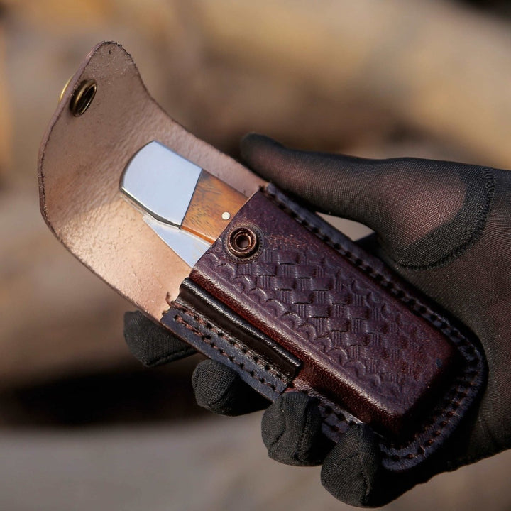 Raze Engraved Handle - Raze Pocket Knife Engraved with Exotic Rose Wood Handle - Shokunin USA