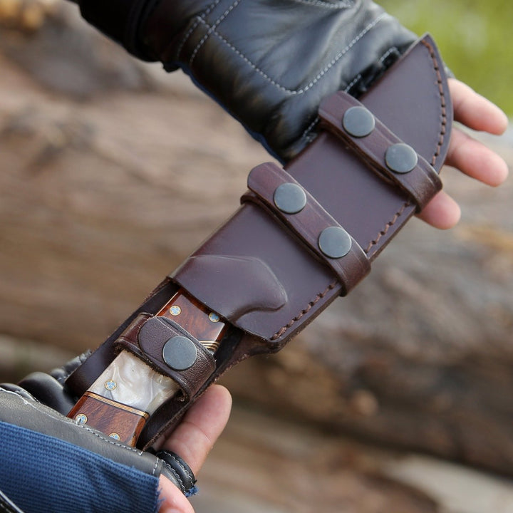 Reaper Knife knives - Reaper Damascus Hunting Knife with Mother of Pearl, Exotic Rose Wood and Copper Handle - Shokunin USA