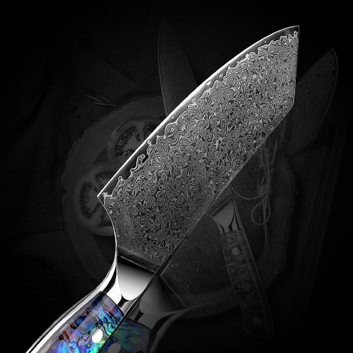 Ronin VG10 knives - Ronin VG10 Damascus Cleaver Knife with Exotic Abalone Shell Composite Handle - Shokunin USA