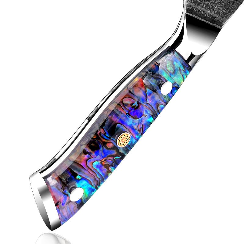Ronin Cleaver Knife - Ronin VG10 Damascus Cleaver Knife with Exotic Abalone Shell Composite Handle - Shokunin USA