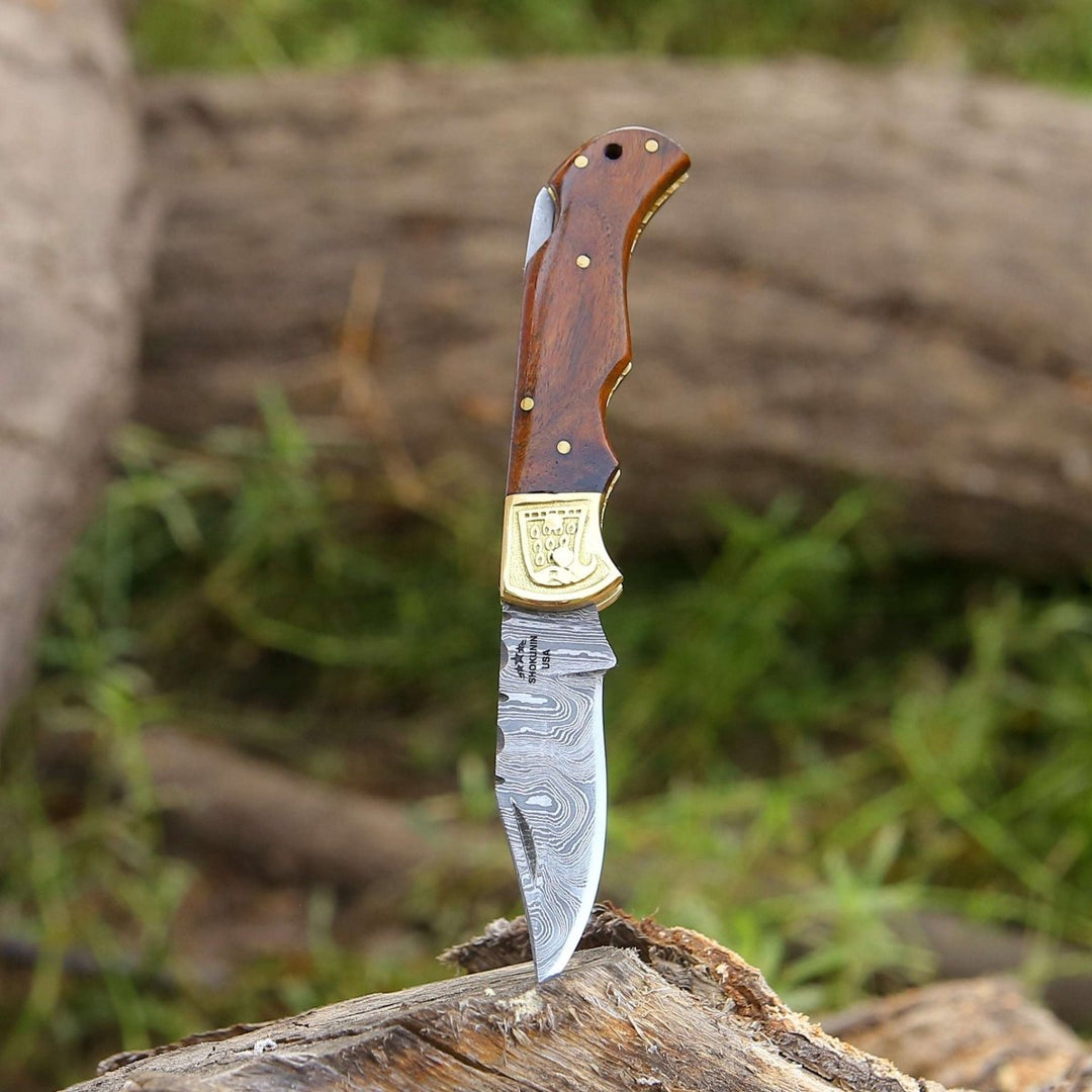pocket knife handles - Rose Pocket Knife with Rosewood Handle - Shokunin USA