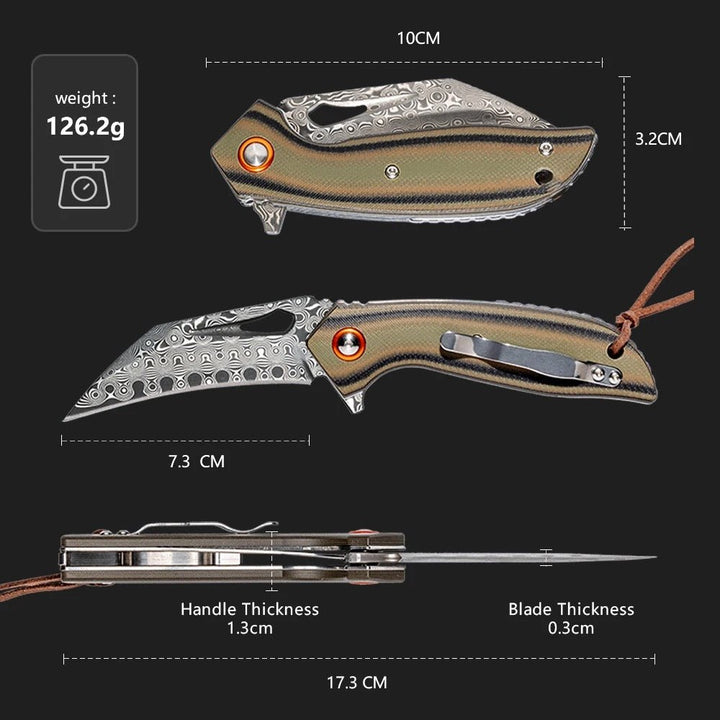Scorpion Japanese Steel - Scorpion Japanese Folding Pocket Knife with VG-10 Damascus Steel &amp; G10 Handle - Shokunin USA