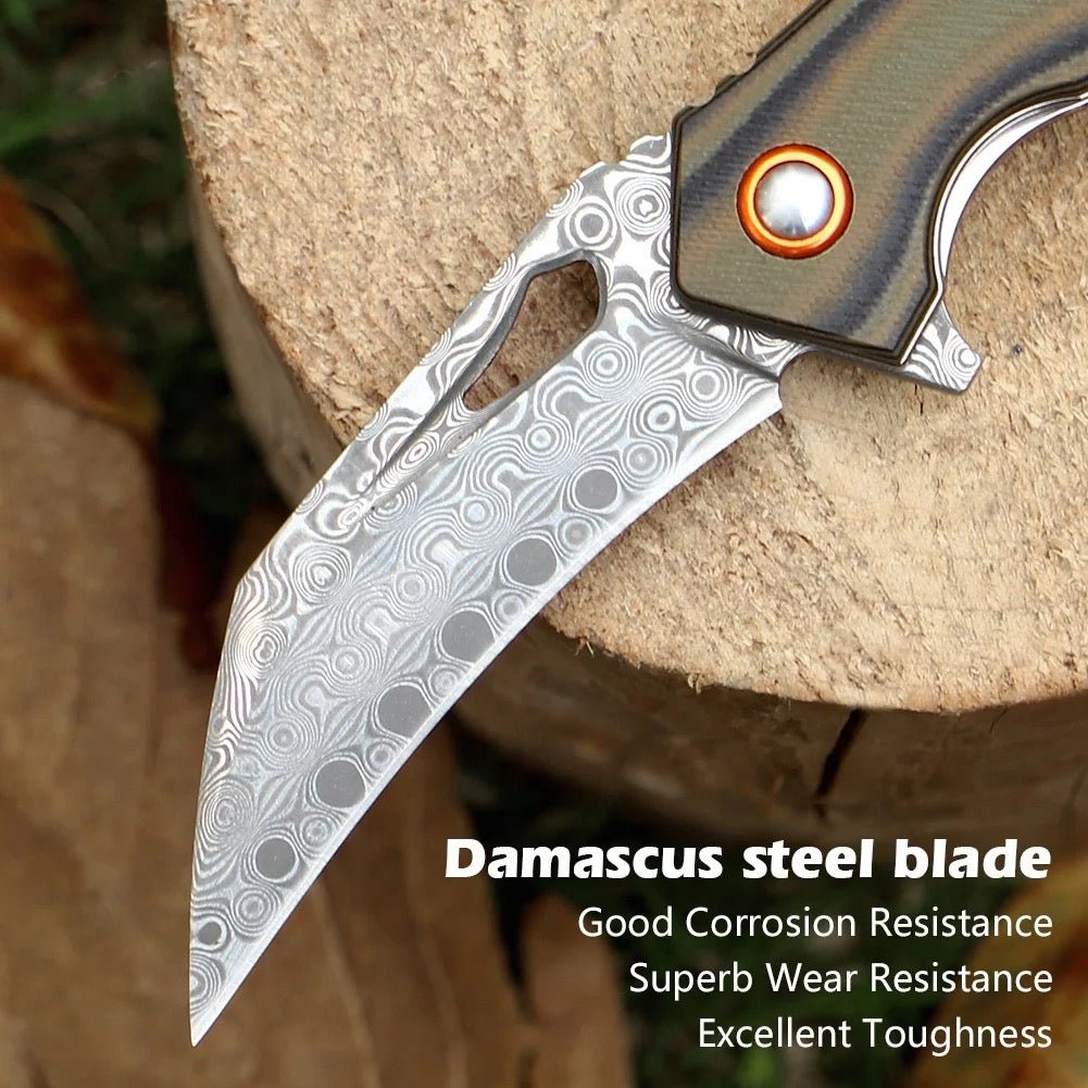 Scorpion Folding Steel - Scorpion Japanese Folding Pocket Knife with VG-10 Damascus Steel &amp; G10 Handle - Shokunin USA