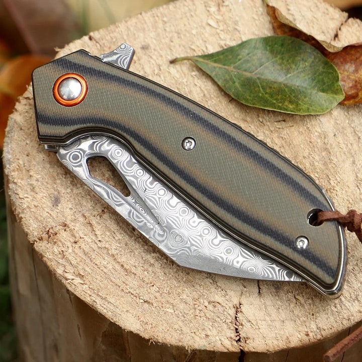 Scorpion Folding Damascus - Scorpion Japanese Folding Pocket Knife with VG-10 Damascus Steel &amp; G10 Handle - Shokunin USA