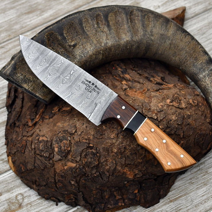 Sculptor Camp blade - Sculptor Camp Knife with Exotic Olive Wood Handle - Shokunin USA